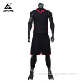 Men 100% Polyester Black Basketball Jersey And Short